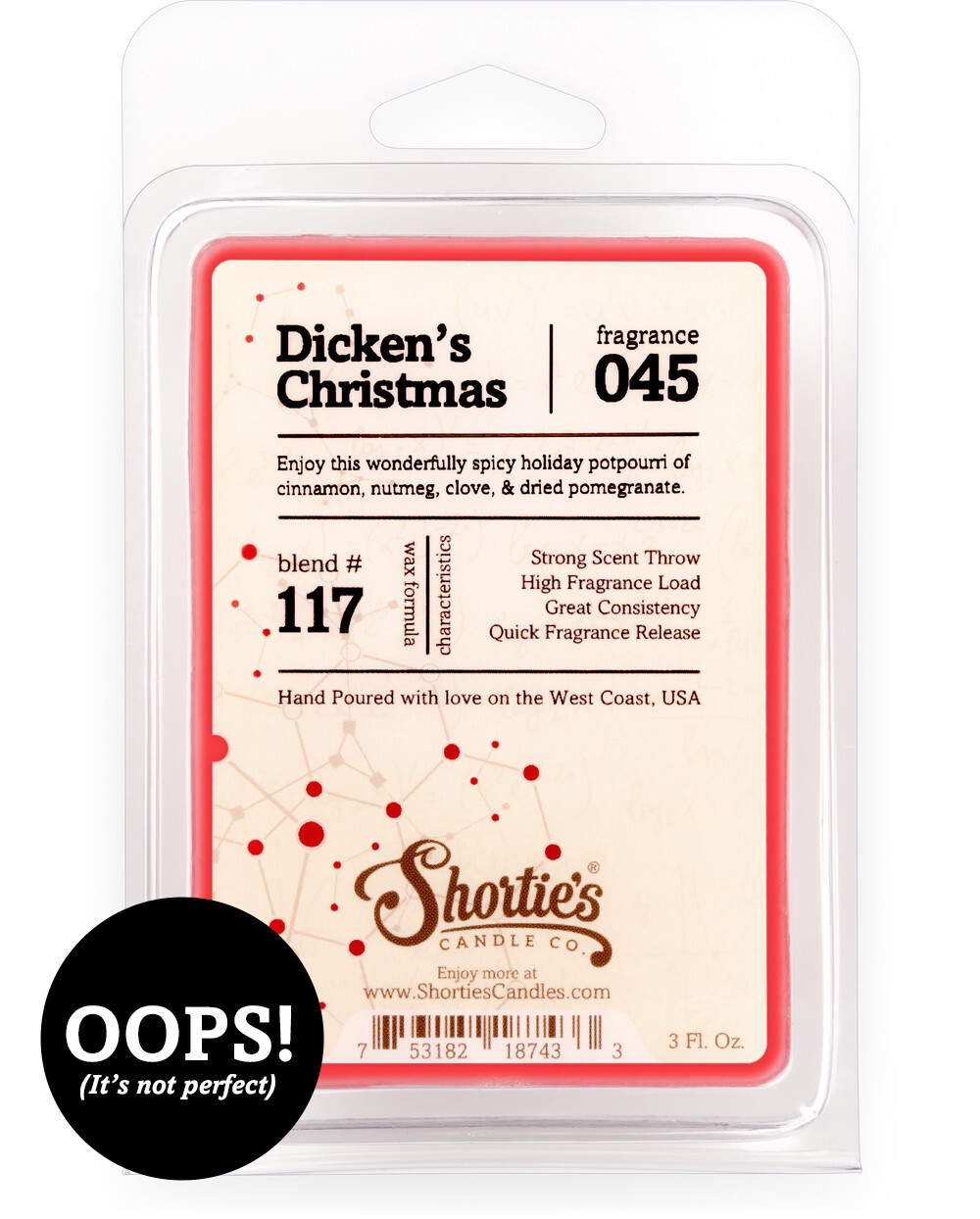 Oops! Dickens Christmas Wax Melts Formula 117 Shortie's Candle Company
