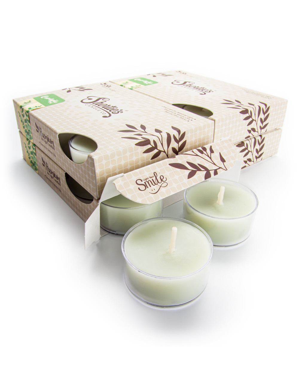 Eucalyptus Leaf Tealight Candles 24Pack Shortie's Candle Company