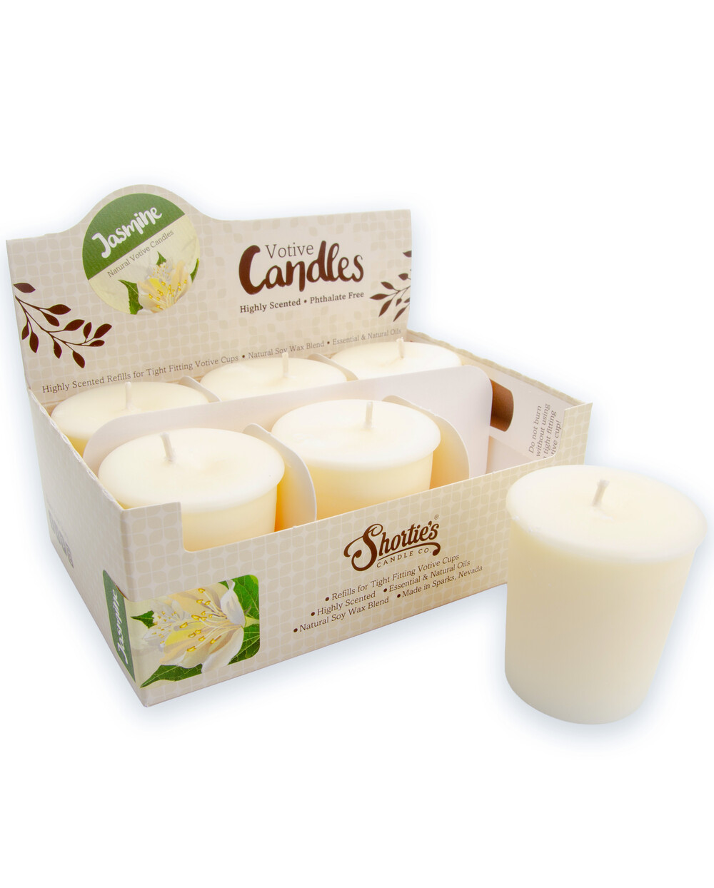 Jasmine Soy Votive Candles 6Pack Shortie's Candle Company