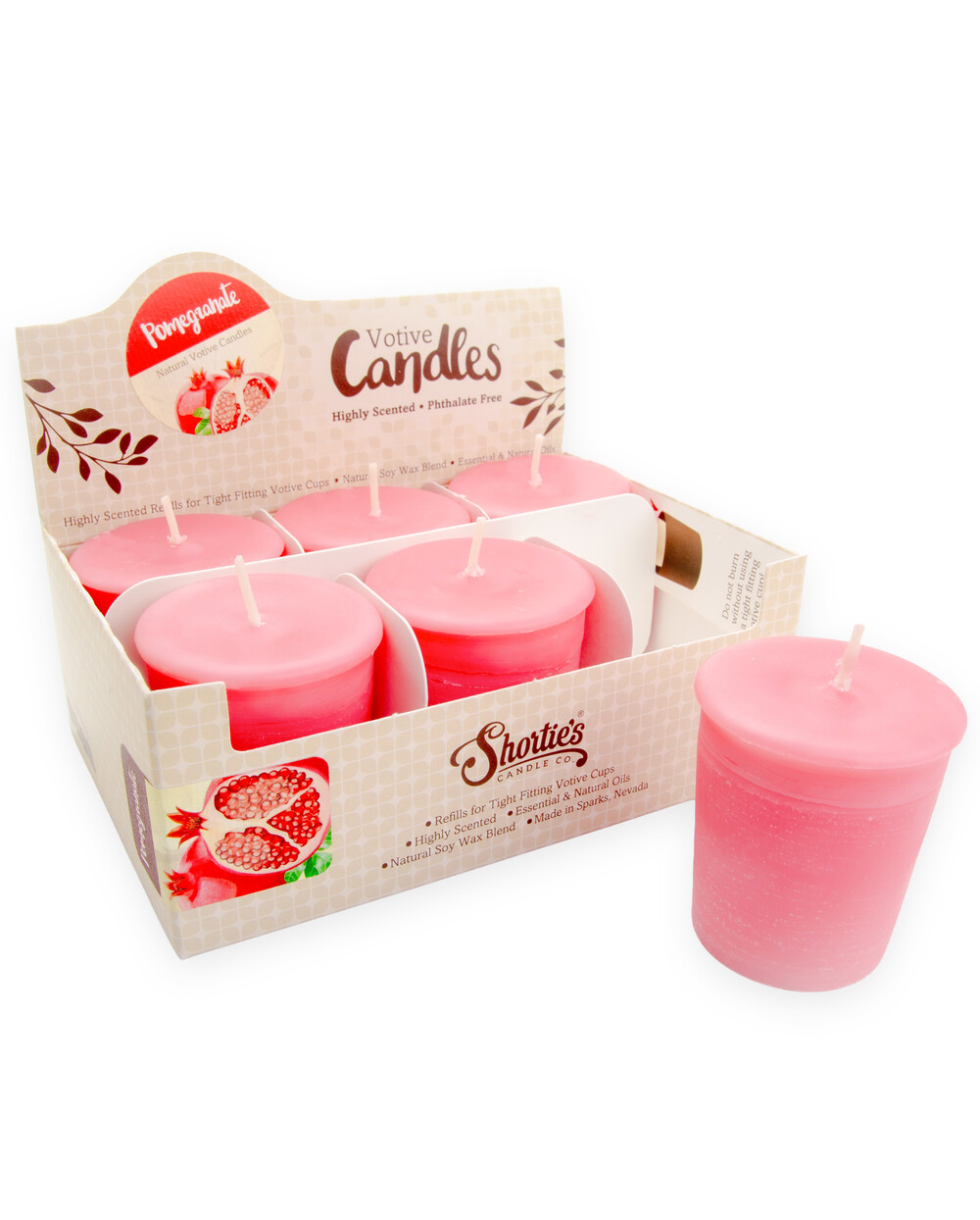 Pomegranate Soy Votive Candles 6Pack Shortie's Candle Company