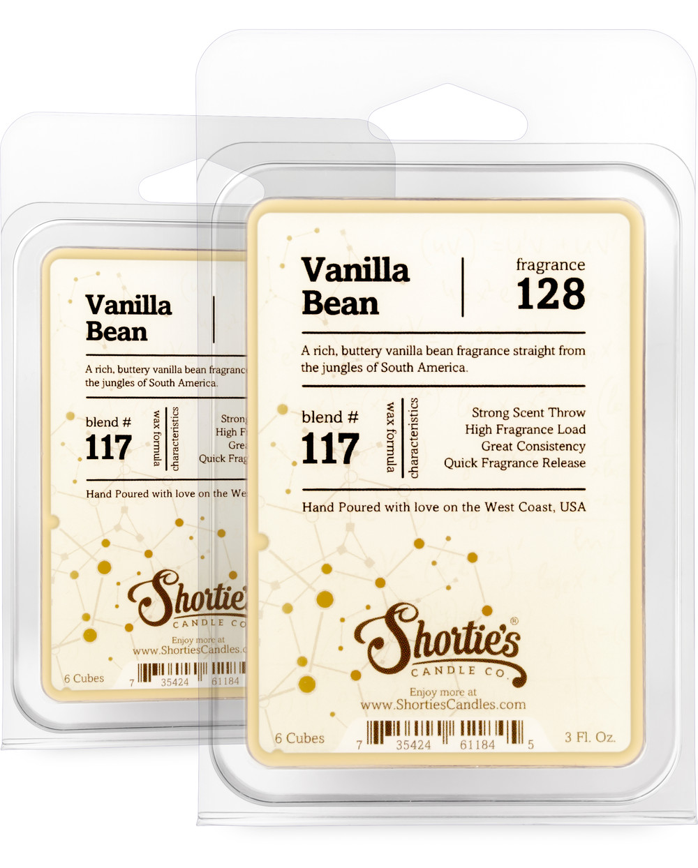 Vanilla Bean Wax Melts 2 Pack - Formula 117 - Shortie's Candle Company